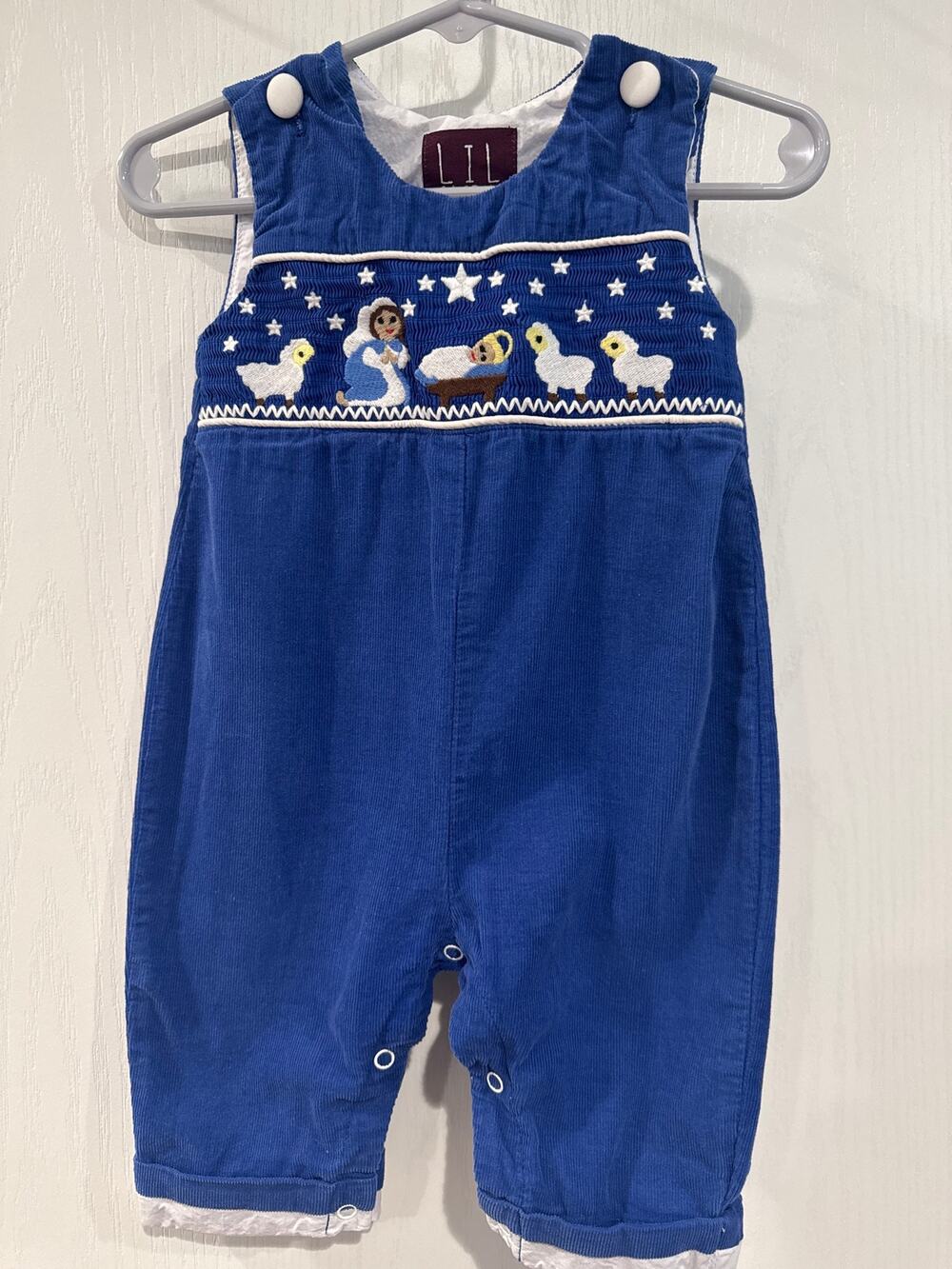 Lil Cactus Baby Boy 3-6M Christmas Nativity Corduroy Romper Longall